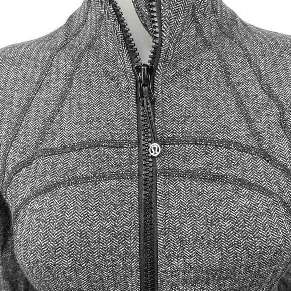 Lululemon Define Women's Gray Herringbone Zip Up High Neck Thumbholes Jacket 6 - Picture 3 of 5